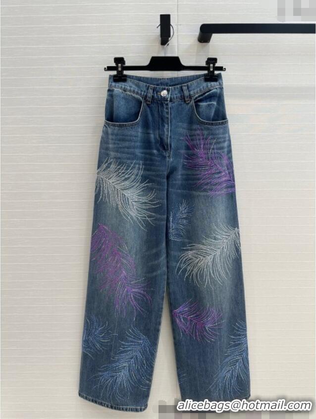 Buy Inexpensive Chanel Strass Feather Jeans 30011 Blue 2025