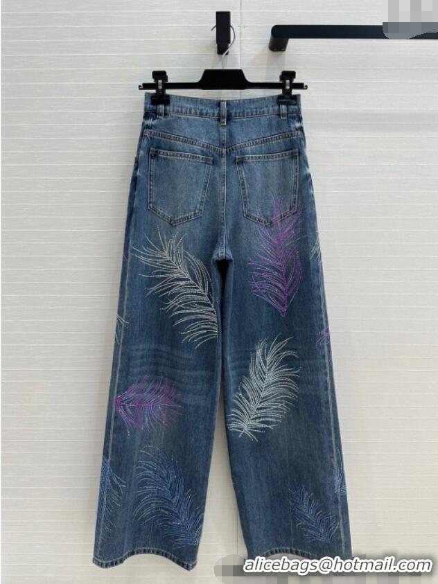 Buy Inexpensive Chanel Strass Feather Jeans 30011 Blue 2025