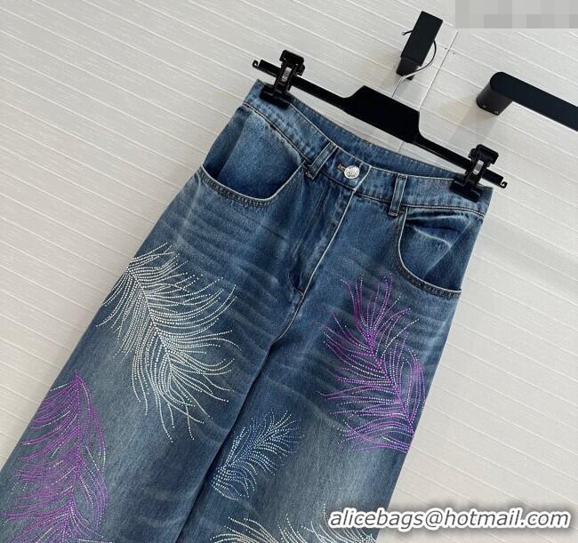 Buy Inexpensive Chanel Strass Feather Jeans 30011 Blue 2025
