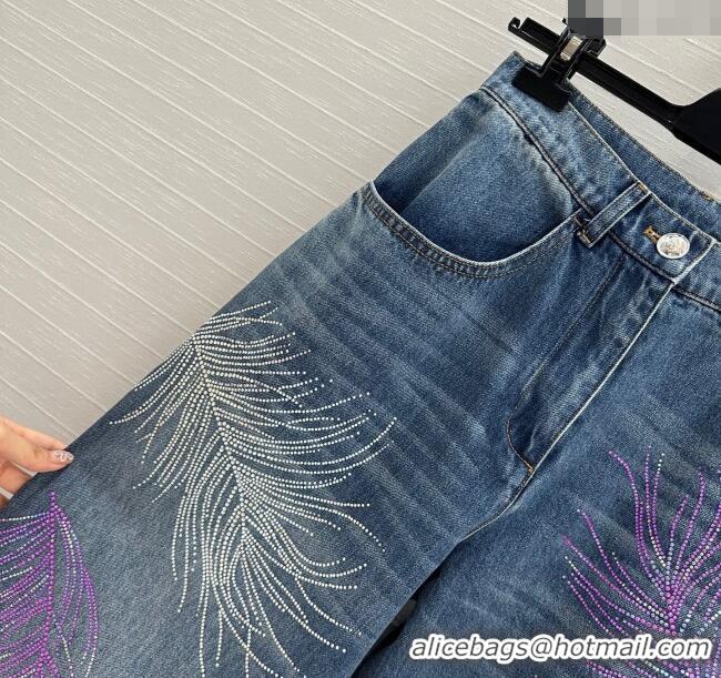 Buy Inexpensive Chanel Strass Feather Jeans 30011 Blue 2025
