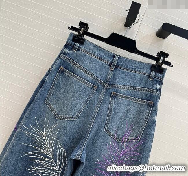 Buy Inexpensive Chanel Strass Feather Jeans 30011 Blue 2025