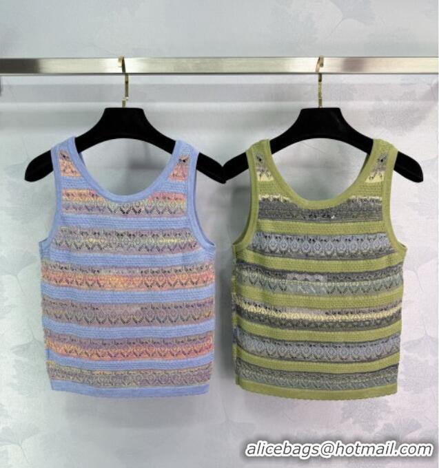​Top Quality Chanel Knit Vest 30007 Green/Purple 2025