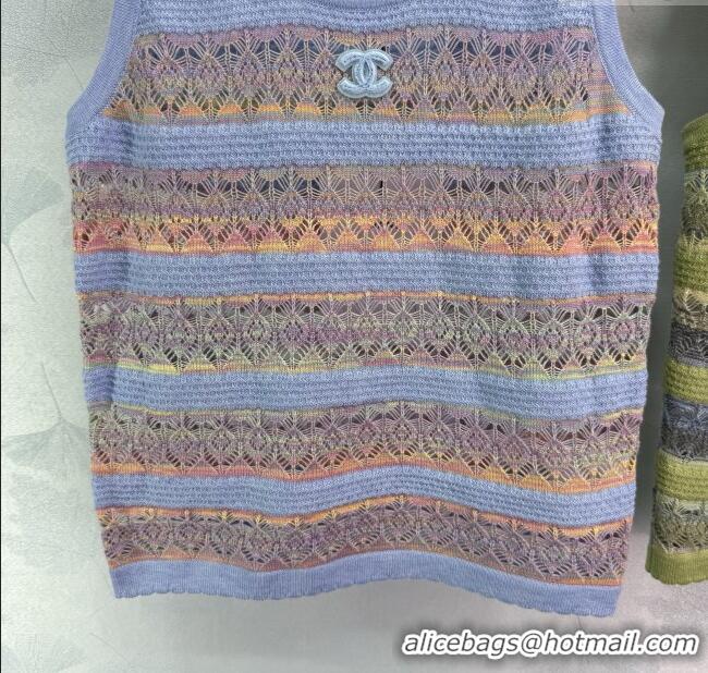 ​Top Quality Chanel Knit Vest 30007 Green/Purple 2025