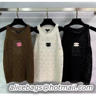 ​Luxury Cheap Chanel Knit Vest 30008 White/Black/Brown 2025