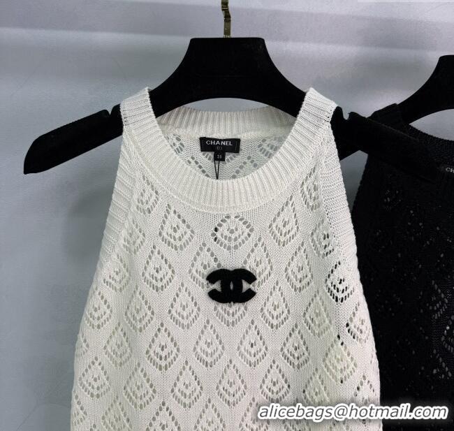 ​Luxury Cheap Chanel Knit Vest 30008 White/Black/Brown 2025