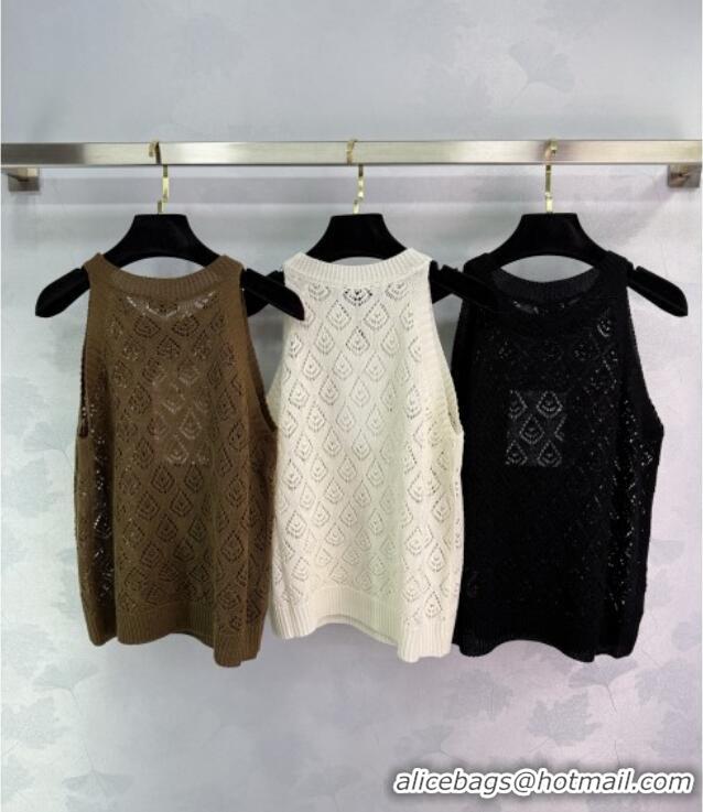 ​Luxury Cheap Chanel Knit Vest 30008 White/Black/Brown 2025