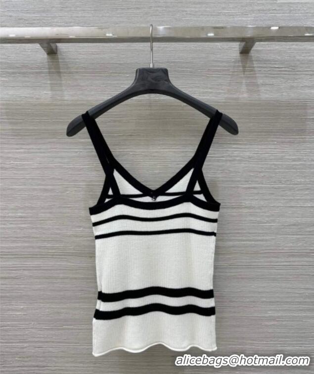 Well Crafted Chanel Wool Striped Vest 30024 White 2025