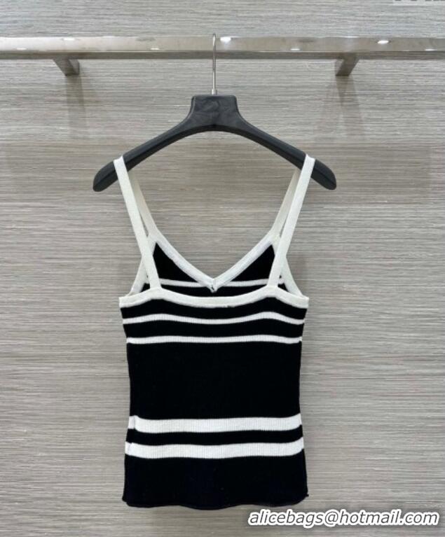 Luxury Discount Chanel Wool Striped Vest 30024 Black 2025