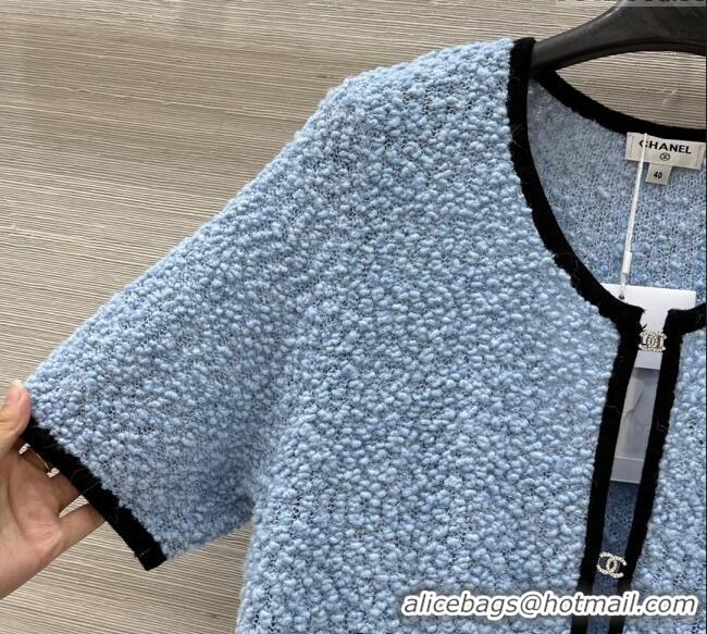 Top Design Chanel Wool Cardigan and Skirt Set 30050 Blue 2025