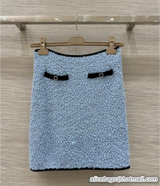 Top Design Chanel Wool Cardigan and Skirt Set 30050 Blue 2025