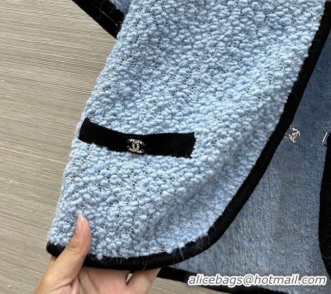 Top Design Chanel Wool Cardigan and Skirt Set 30050 Blue 2025