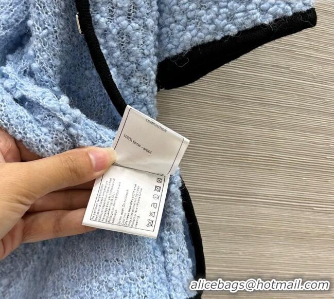 Top Design Chanel Wool Cardigan and Skirt Set 30050 Blue 2025