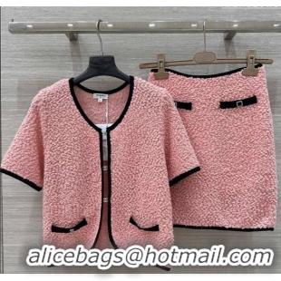 Fashion Grade Chanel Wool Cardigan and Skirt Set 30050 Pink 2025