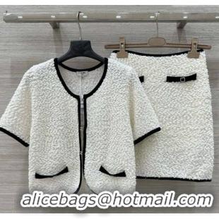 Buy Discount Chanel Wool Cardigan and Skirt Set 30050 White 2025