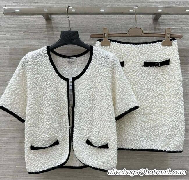 Buy Discount Chanel Wool Cardigan and Skirt Set 30050 White 2025