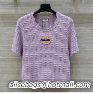 Top Quality Chanel Knit T-Shirt 30055 Purple 2025