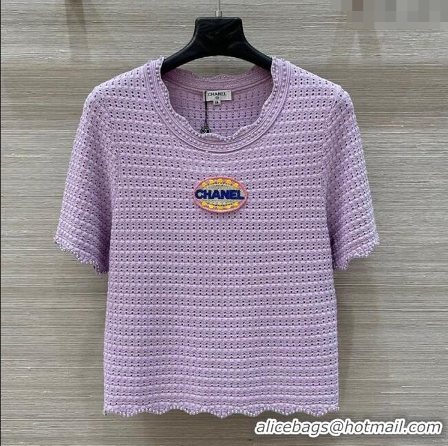 Top Quality Chanel Knit T-Shirt 30055 Purple 2025