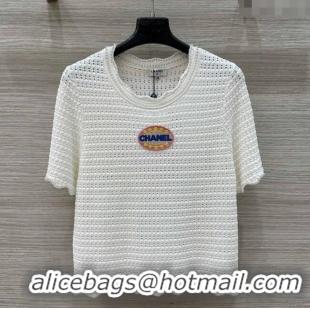 Luxury Discount Chanel Knit T-Shirt 30055 White 2025