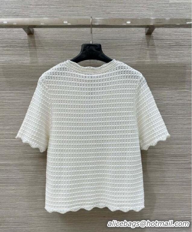Luxury Discount Chanel Knit T-Shirt 30055 White 2025