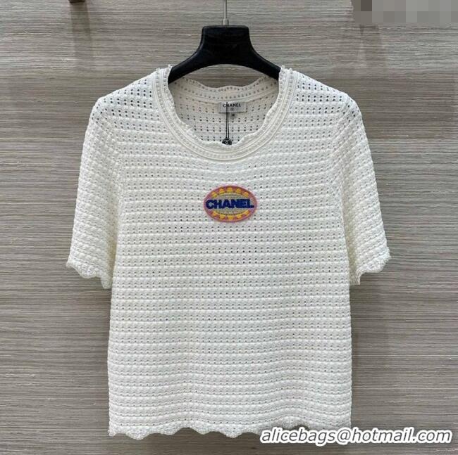 Luxury Discount Chanel Knit T-Shirt 30055 White 2025