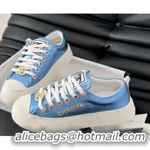 Sumptuous Chanel Calfskin Platform Sneakers Blue 2025 CH041708