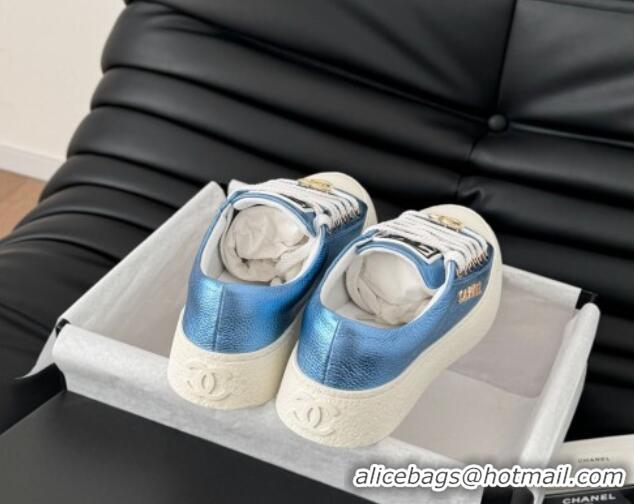 Sumptuous Chanel Calfskin Platform Sneakers Blue 2025 CH041708