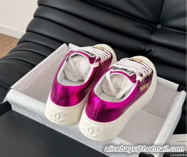 Hot Style Chanel Calfskin Platform Sneakers Dark Pink 2025 CH041708