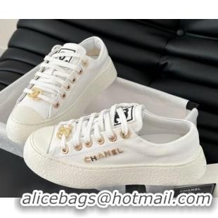 Unique Style Chanel Calfskin Platform Sneakers White 2025 CH041708
