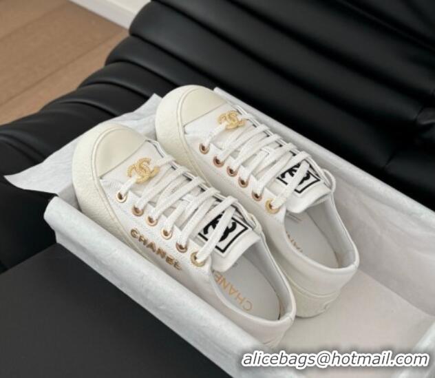 Unique Style Chanel Calfskin Platform Sneakers White 2025 CH041708