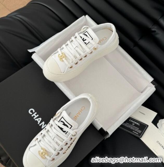 Unique Style Chanel Calfskin Platform Sneakers White 2025 CH041708