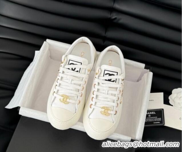 Unique Style Chanel Calfskin Platform Sneakers White 2025 CH041708