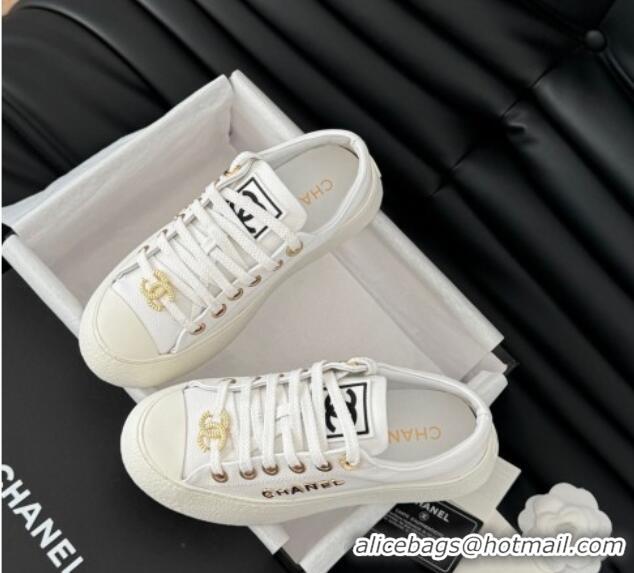 Unique Style Chanel Calfskin Platform Sneakers White 2025 CH041708