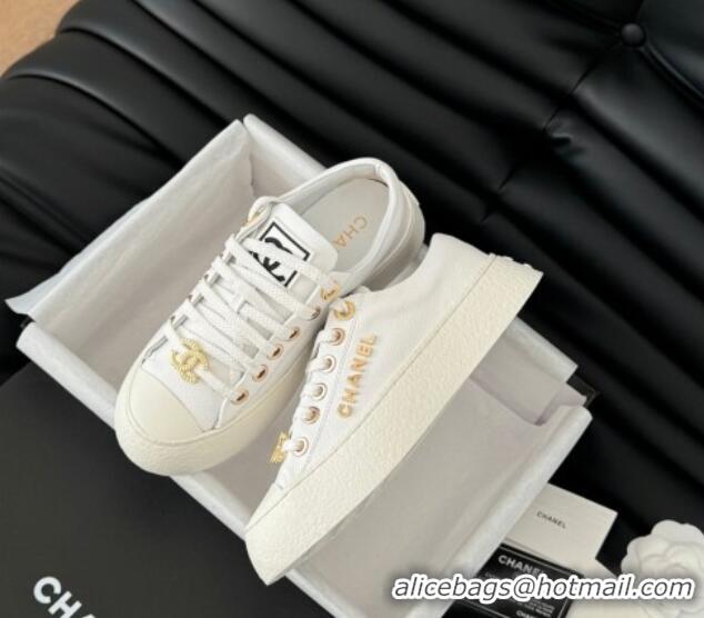Unique Style Chanel Calfskin Platform Sneakers White 2025 CH041708