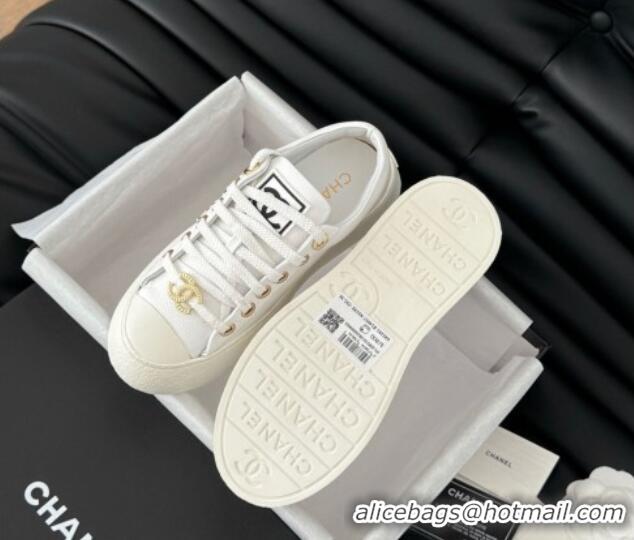 Unique Style Chanel Calfskin Platform Sneakers White 2025 CH041708