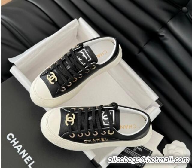 Best Price Chanel Calfskin Platform Sneakers Black 2025 CH041708