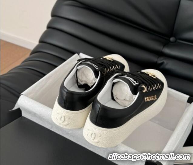 Best Price Chanel Calfskin Platform Sneakers Black 2025 CH041708
