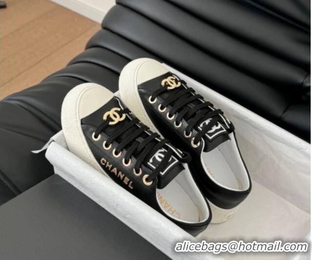 Best Price Chanel Calfskin Platform Sneakers Black 2025 CH041708