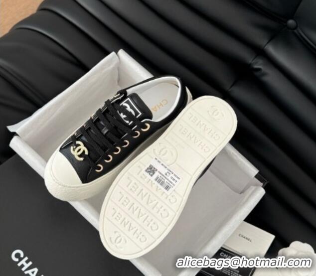 Best Price Chanel Calfskin Platform Sneakers Black 2025 CH041708