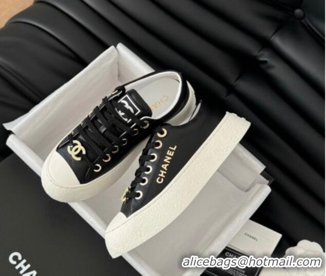 Best Price Chanel Calfskin Platform Sneakers Black 2025 CH041708