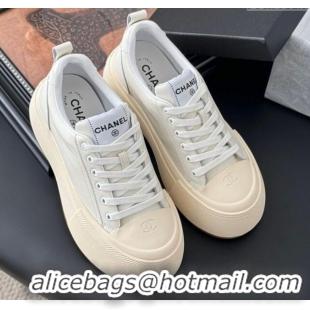 Purchase Chanel Calfskin Platform Sneakers White 2025 CH041709