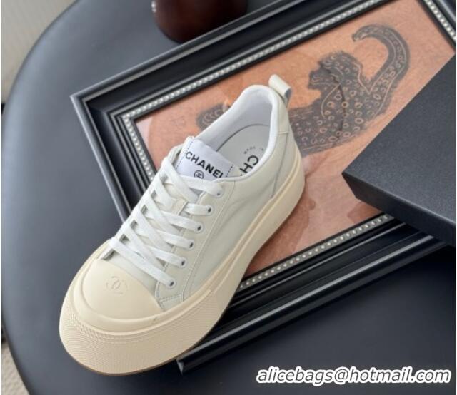 Purchase Chanel Calfskin Platform Sneakers White 2025 CH041709