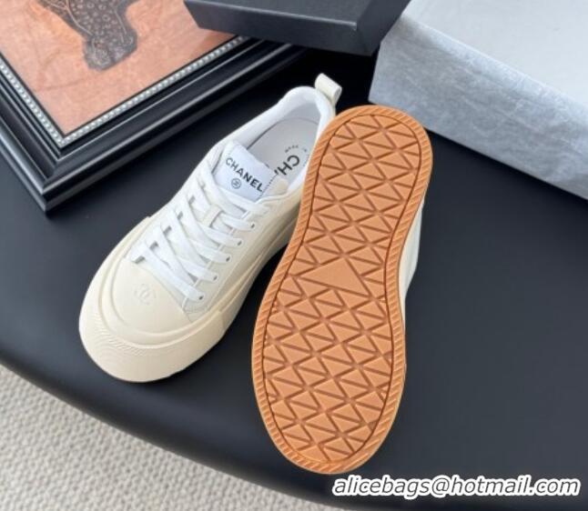 Purchase Chanel Calfskin Platform Sneakers White 2025 CH041709