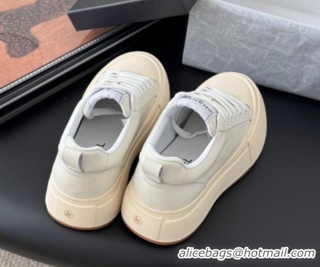 Purchase Chanel Calfskin Platform Sneakers White 2025 CH041709