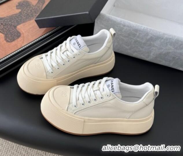 Purchase Chanel Calfskin Platform Sneakers White 2025 CH041709