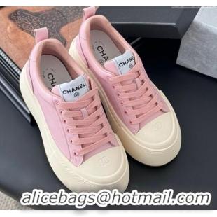 Popular Style Chanel Calfskin Platform Sneakers Pink 2025 CH041709