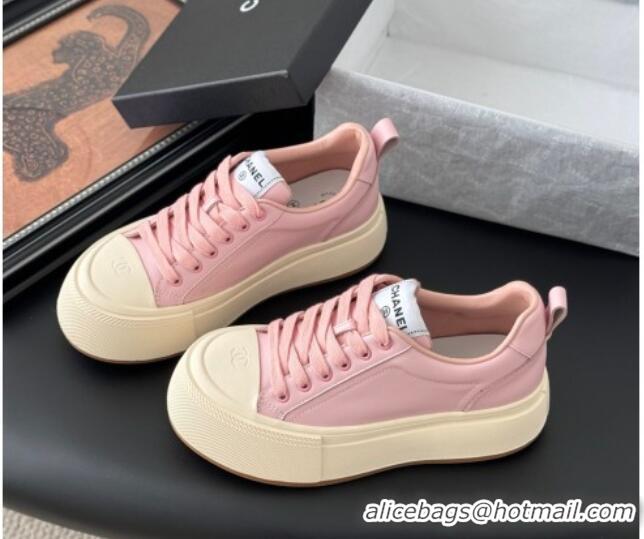 Popular Style Chanel Calfskin Platform Sneakers Pink 2025 CH041709