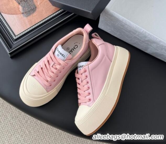 Popular Style Chanel Calfskin Platform Sneakers Pink 2025 CH041709