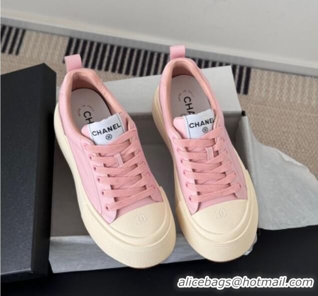 Popular Style Chanel Calfskin Platform Sneakers Pink 2025 CH041709