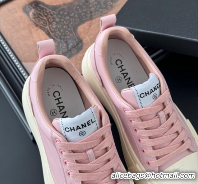 Popular Style Chanel Calfskin Platform Sneakers Pink 2025 CH041709