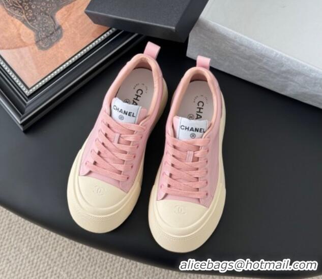 Popular Style Chanel Calfskin Platform Sneakers Pink 2025 CH041709